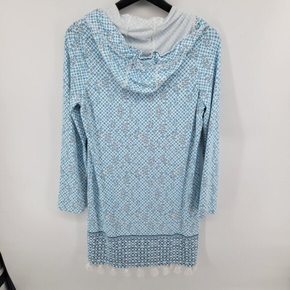 Cabana Life Blue Patterned Hooded Cover-Up Size Medium - Picture 9 of 9